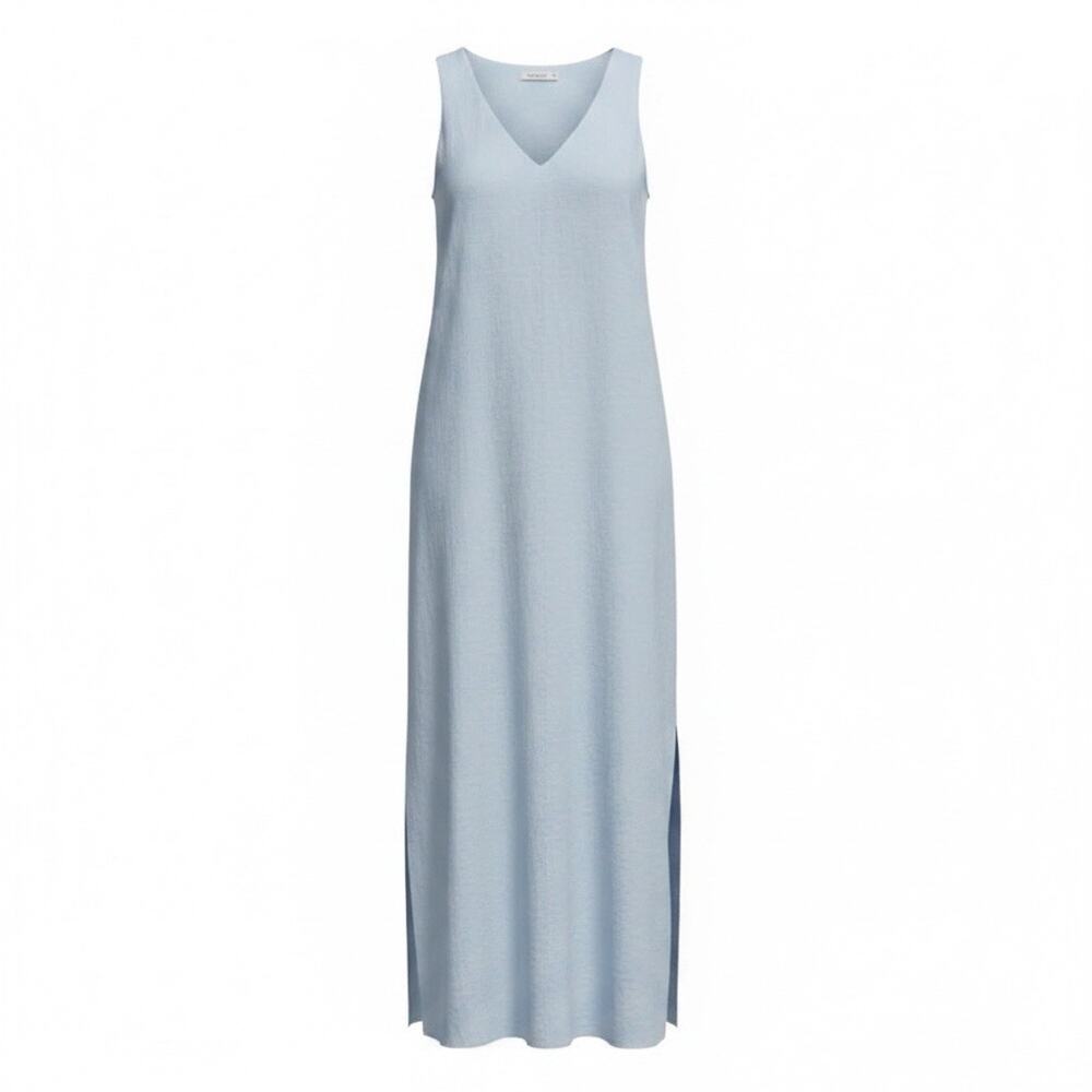 DKNY Boutique Solid V-Neck Sleeveless Maxi Dress Lightweight Side Slit Size XL - Picture 6 of 8
